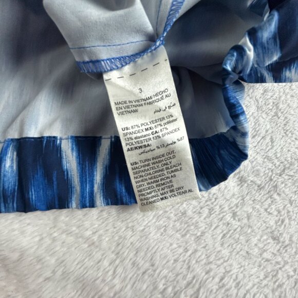 Zenergy By Chico's Womens Blue Ikat Zip Front Jacket Size 3 Stretch 3/4 Sleeve - Picture 4 of 8